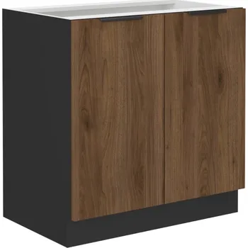 Kuchyňská skříňka Dolní dvoudveřová skříňka TOVA - šířka 80 cm, ořech okapi / černá