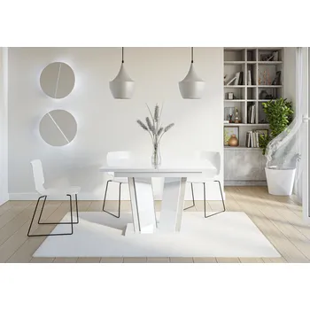 Jídelní stůl Rozkládací jídelní stůl OLEGIN - lesklý bílý / šedý
