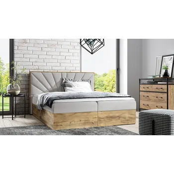 Postel Kontinentální postel 140x200 CHANTELLE 7 - dub wotan / popelavá + topper ZDARMA