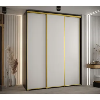 Šatní skříň Šatní skříň YVONA 1 - 190/60 cm, černá / bílá / zlatá