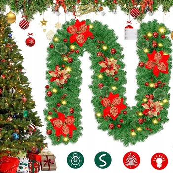 Vánoční dekorace 270 CM VÁNOČNÍ GIRLANDA JEDLOVÁ NA SCHODY, BALKON NEBO KE KRBU