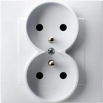 Elektrická zásuvka Zásuvka dvojitá s kolíkem pod omítku bílá OSPEL Szafir GP-2ZZ/00