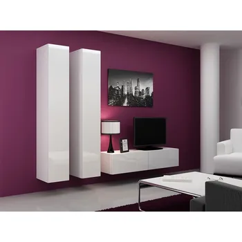 Obývací stěna Obývací stěna ASHTON 9 - bílá / lesklá bílá