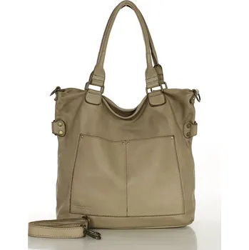 Kabelka MARCO MAZZINI Béžová taupe kožená kabelka v7o Velikost: ONE SIZE