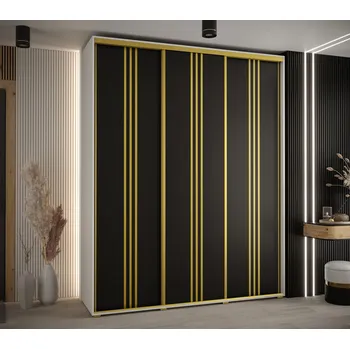 Šatní skříň Šatní skříň ASIRI 6 - 190/60 cm, bílá / černá / zlatá