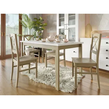 Jídelní stůl Jídelní sestava nábytku 4+1 ADELBITE 8 - bílá / dub sonoma