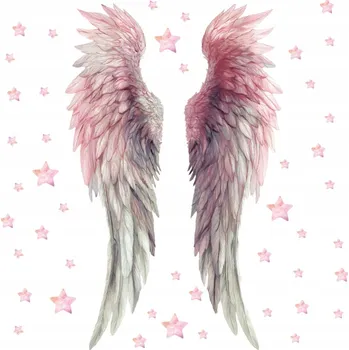 Obraz Růžové Samolepky pro děti, dívky a teenagery - Andělská křídla a hvězdičky
