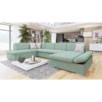 Sedací souprava Sedací rozkládací souprava do U PHOENIX - mentolová / šedá, pravý roh