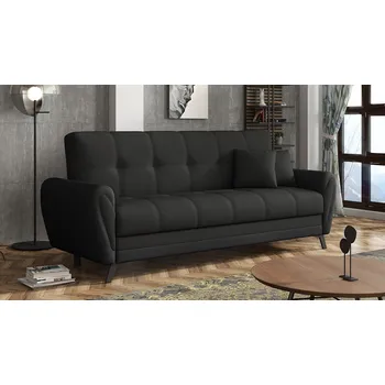 Pohovka Rozkládací pohovka s úložným prostorem TACATA - černá ekokůže / antracitové