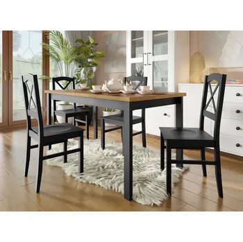 Jídelní stůl Jídelní sestava nábytku 4+1 ADELBITE 8 - dub grandson / černá