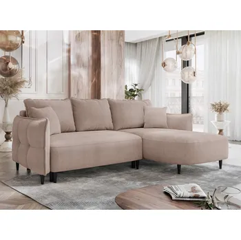 Sedací souprava Rohová sedačka s úložným prostorem KLORA - pastelová růžová, pravý roh