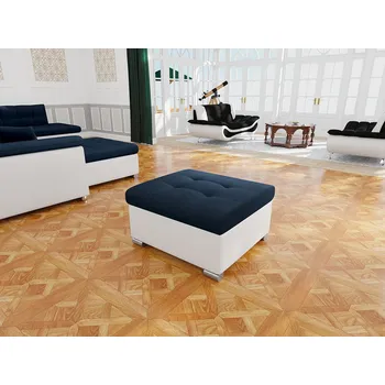 Taburet Taburetka do obýváku NELLI 1 - bílá ekokůže / modrá