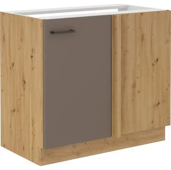 Kuchyňská linka Prodloužená rohová skříňka BALIJA - šířka 105 cm, lanýžově šedá / dub artisan