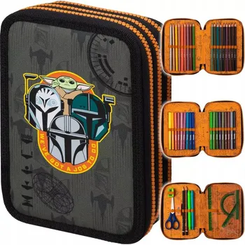 Penál CoolPack Tříkomorový penál s vybavením Mandalorian Star Wars Disney