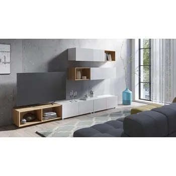 Obývací stěna Obývací stěna CHEMUNG 23 - dub zlatý / lesklá bílá