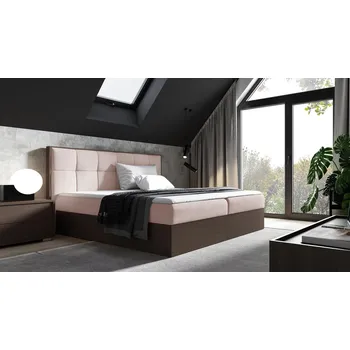 Postel Kontinentální postel 160x200 CHANTELLE 8 - tmavý dub / růžová + topper ZDARMA