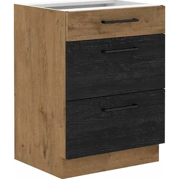 Kuchyňská skříňka Šuplíková skříňka VANYA - šířka 60 cm, dark wood / dub lancelot