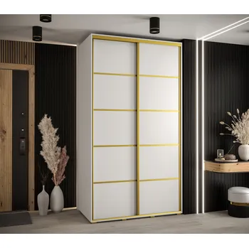 Šatní skříň Šatní skříň ASIRI 4 - 130/60 cm, bílá / zlatá