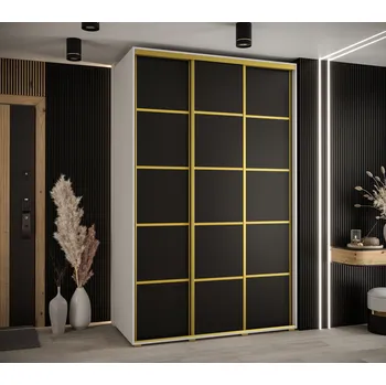 Šatní skříň Šatní skříň YVONA 4 - 160/60 cm, bílá / černá / zlatá