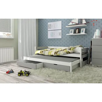 Dětská postel Postel s přistýlkou MARGARITA - 90x200, bílá / šedá