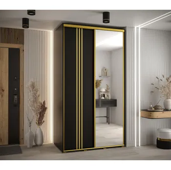 Šatní skříň Šatní skříň YVONA 7 - 140/60 cm, černá / zlatá