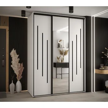 Šatní skříň Šatní skříň YVONA 9 - 180/60 cm, bílá / černá