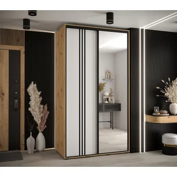 Šatní skříň Šatní skříň YVONA 7 - 140/60 cm, dub artisan / bílá / černá