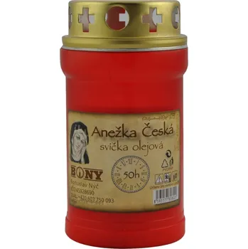 Svíčka Bony Anežka Česká hřbitovní svíčka červená 150 g 50 hodin