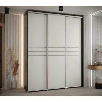 Šatní skříň Šatní skříň YVONA 10 - 200/45 cm, černá / bílá / stříbrná