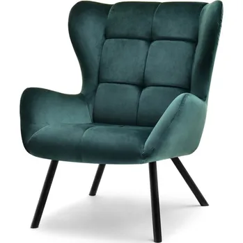 Křeslo Křeslo ušák DAVOR - tmavě zelené / černé