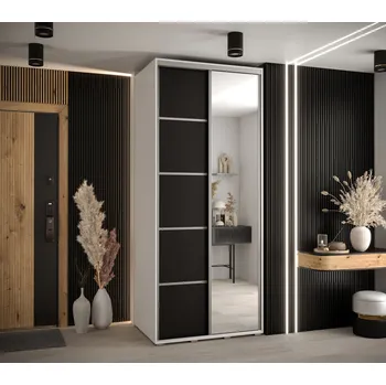 Šatní skříň Šatní skříň YVONA 5 - 120/60 cm, bílá / černá / stříbrná