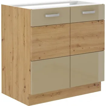 Kuchyňská linka Dřezová skříňka ADARA - šířka 80 cm, cappucino / dub artisan