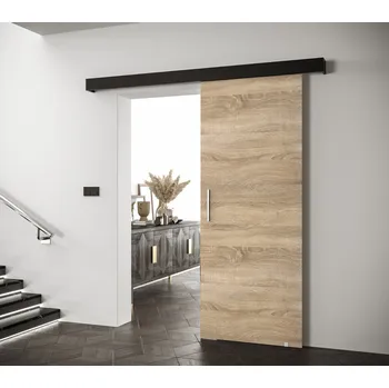 Interiérové dveře Posuvné dveře se stříbrným úchytem SALOME 1 - dub sonoma / černý