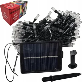 Vánoční dekorace VÁNOČNÍ OSVĚTLENÍ NA STROMEČEK SOLÁRNÍ VNITŘNÍ VENKOVNÍ 200 LED STUDENÁ BÍLÁ 20 METRŮ