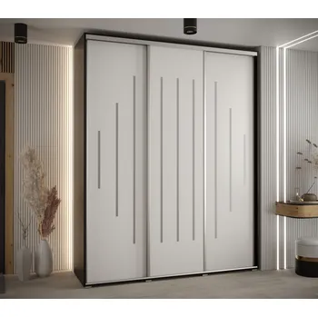 Šatní skříň Šatní skříň YVONA 12 - 200/45 cm, černá / bílá / stříbrná