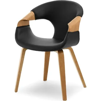 Jídelní židle Jídelní židle DARLENIS - dub / černá eko kůže