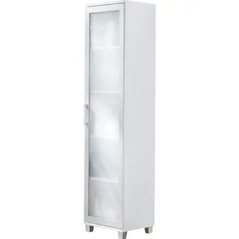 Policová skříň Úzká vitrína ANDOVER - bílá