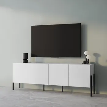 Komoda Široká komoda s dvířky RAILA - matná bílá