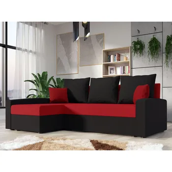Sedací souprava Rohová sedačka na každodenní spaní STORM - černá / červená