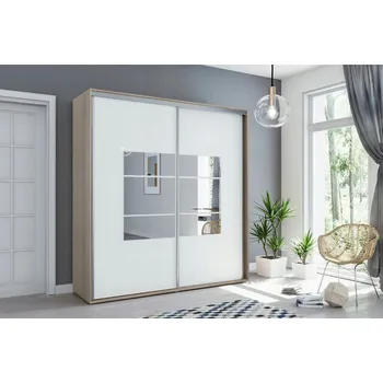 Šatní skříň Šatní skříň se zrcadlem 150/215 ANASTACIO - dub sonoma / bílá