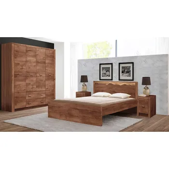 Ložnicová sestava Ložnicová sestava s LED osvětlením a postelí 160x200 CHALAPATA - jasan světlý