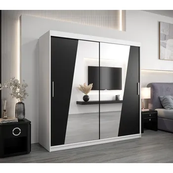 Šatní skříň Šatní skříň ESTER - šířka 200 cm, bílá / černá