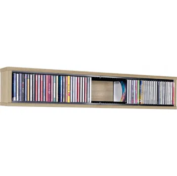 police Nástěnná police na CD, regál, úložný box na 68 CD disků, dekor dub sonoma