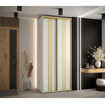 Šatní skříň Šatní skříň YVONA 6 - 120/45 cm, bílá / zlatá