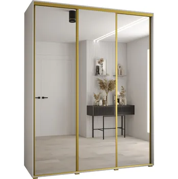 Šatní skříň Šatní skříň YVONA 2 - 190/60 cm, bílá / zlatá
