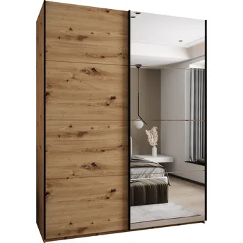 Šatní skříň Dvoudveřová skříň SAMARA 3 - 200 cm, černá / dub artisan / černá