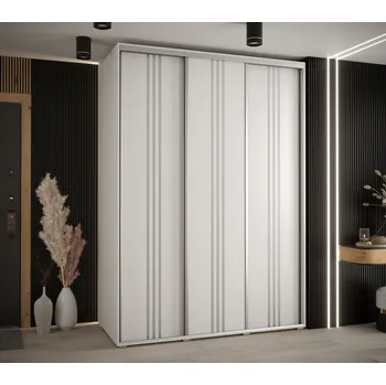 Šatní skříň Šatní skříň YVONA 6 - 180/60 cm, bílá / stříbrná