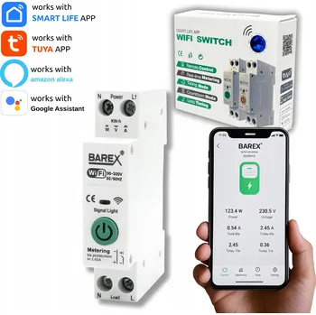 IP kamera WIFI Relé 63A TUYA SMART s Měřením DIN, Dálkové Ovládání, Pojistka