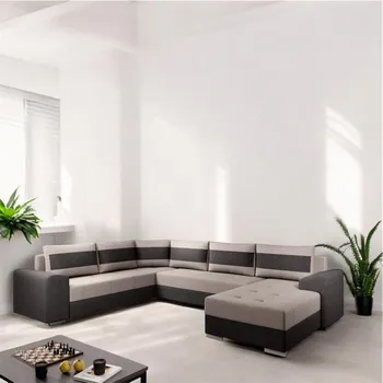 Sedací souprava Rohová rozkládací sedací souprava GEVANA 2 - světle šedá / hnědá