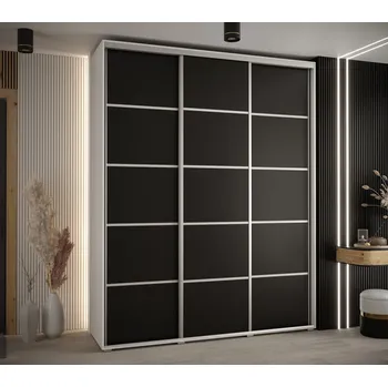 Šatní skříň Šatní skříň YVONA 4 - 190/45 cm, bílá / černá / stříbrná